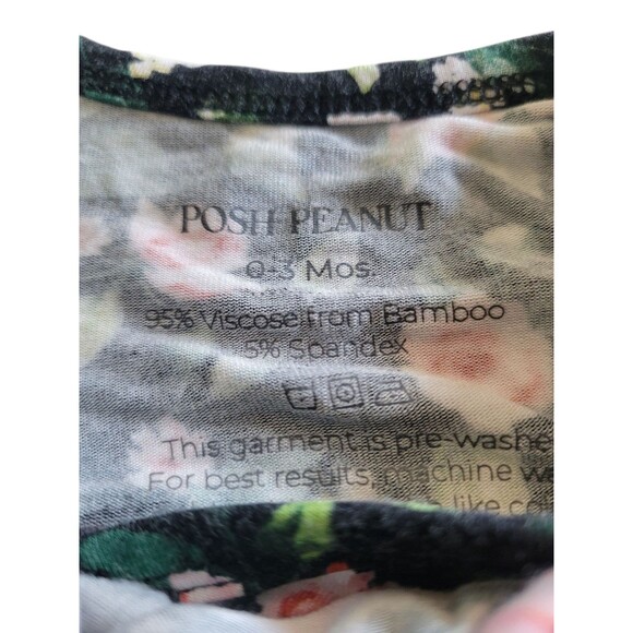 Posh Peanut Black Floral Ruffle Two Piece 0-3 Months Infant Baby Outfit - Picture 3 of 5